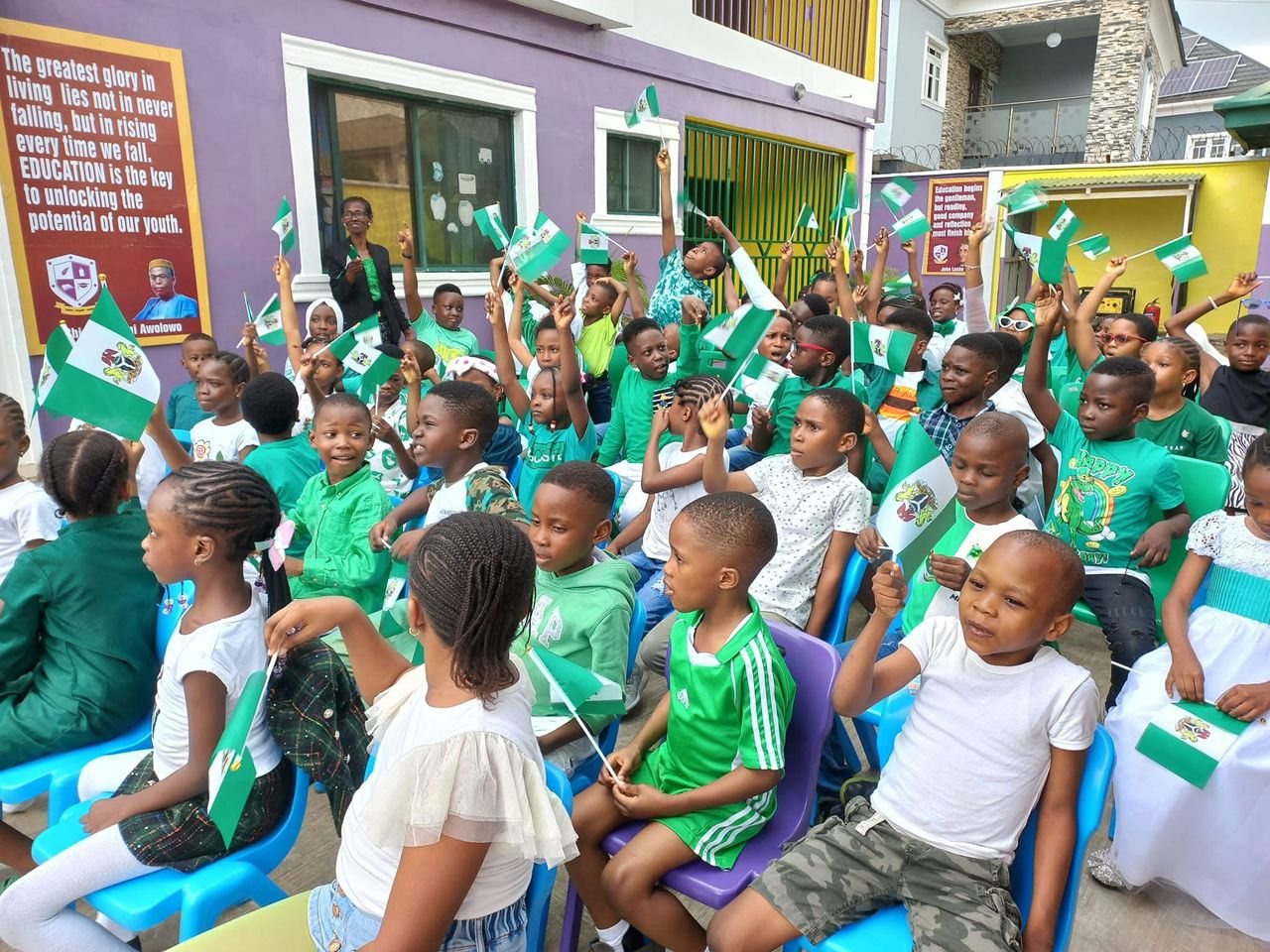 Pupils celebrating Nigeria Independence Day