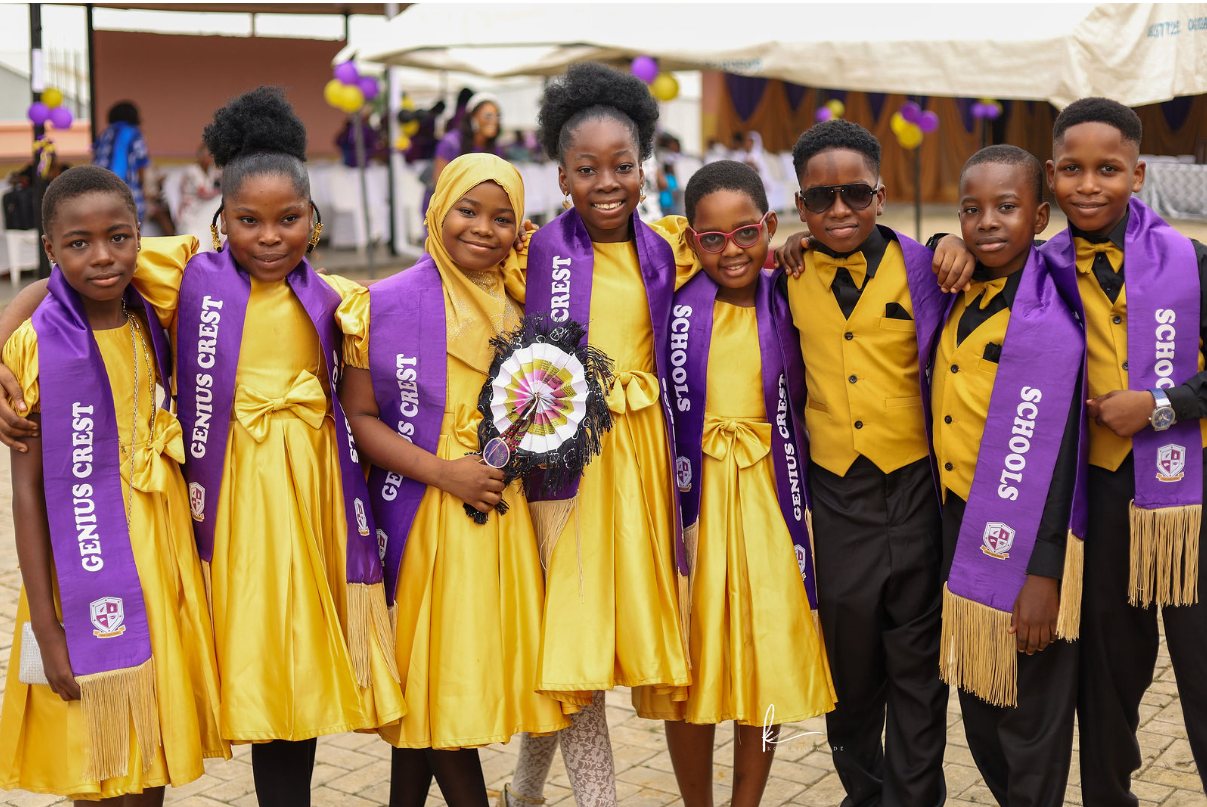 Graduating pupils in ceremonial attire
